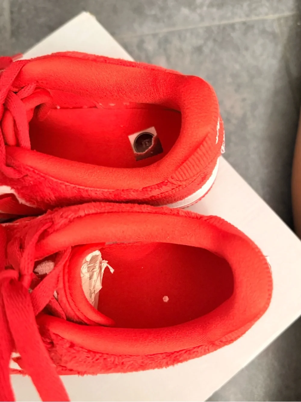 Nike Air Force 1 GS Low-Top Sneakers in Fire Red & White Suede
